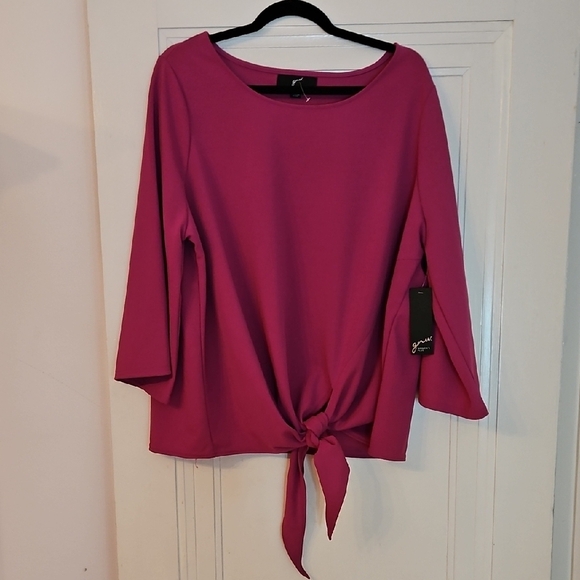 GNW Fuchsia Top with Tie Front, 3/4 Sleeves, Sz 1X, NWT! - Picture 1 of 9